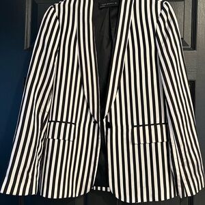 Zara Black and White Striped Blazer